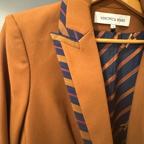 Veronica Beard Camel Blazer with Navy Stripes - Picture 3 of 7